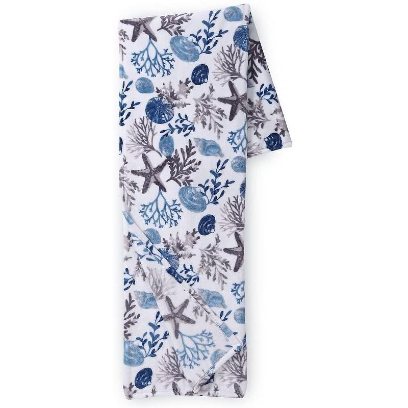 Kate Aurora Tropical Living Coral And Seashells Hypoallergenic Throw Blanket - Blue