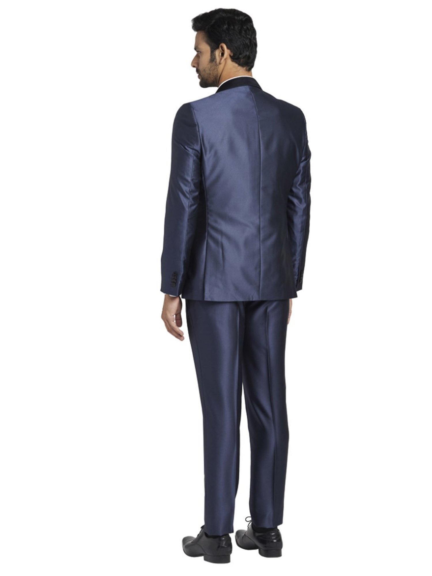 Parx Blue Regular Fit Three Piece Suit