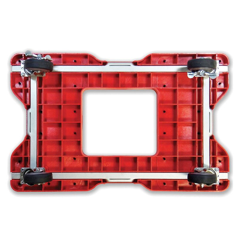 Snap Loc 1,500 lb Capacity Industrial Strength E Track Push Cart Dolly Red, Heavy Duty 4 in Polyurethane Swivel Non Marking Caster Wheels