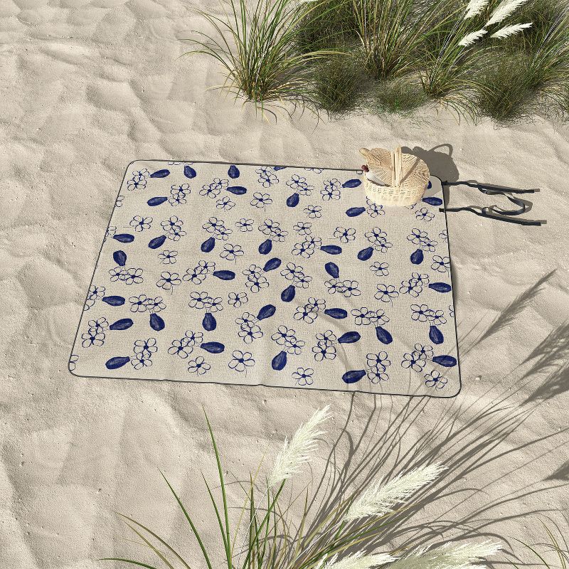 Hello Twiggs Blue Vase with Flowers Picnic Blanket - Deny Designs