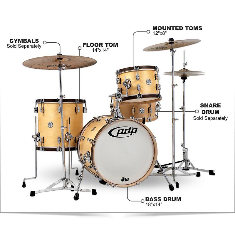PDP by DW Concept Classic 3-Piece Bop Shell Pack Natural/Walnut