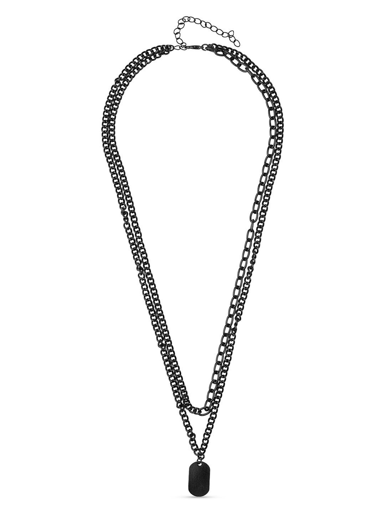 The Bro Code Black Dog Tag Layered Necklace for Men