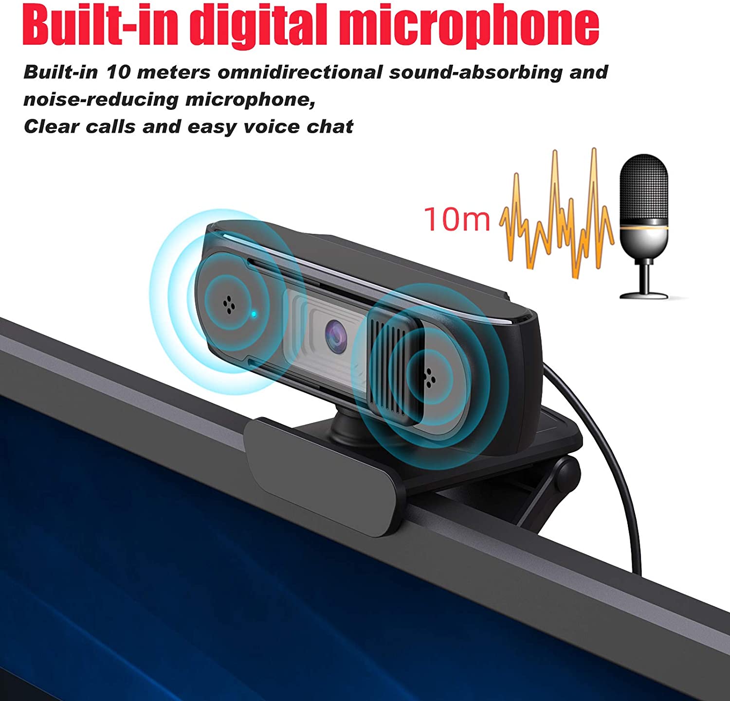 easyday Webcam with Microphone, 1080P HD USB Computer Camera with Privacy Shutter&Webcam Tripod, Streaming Webcam with Flexible Rotable Wide Angle Webcam for PC Zoom Video/Gaming/Laptop