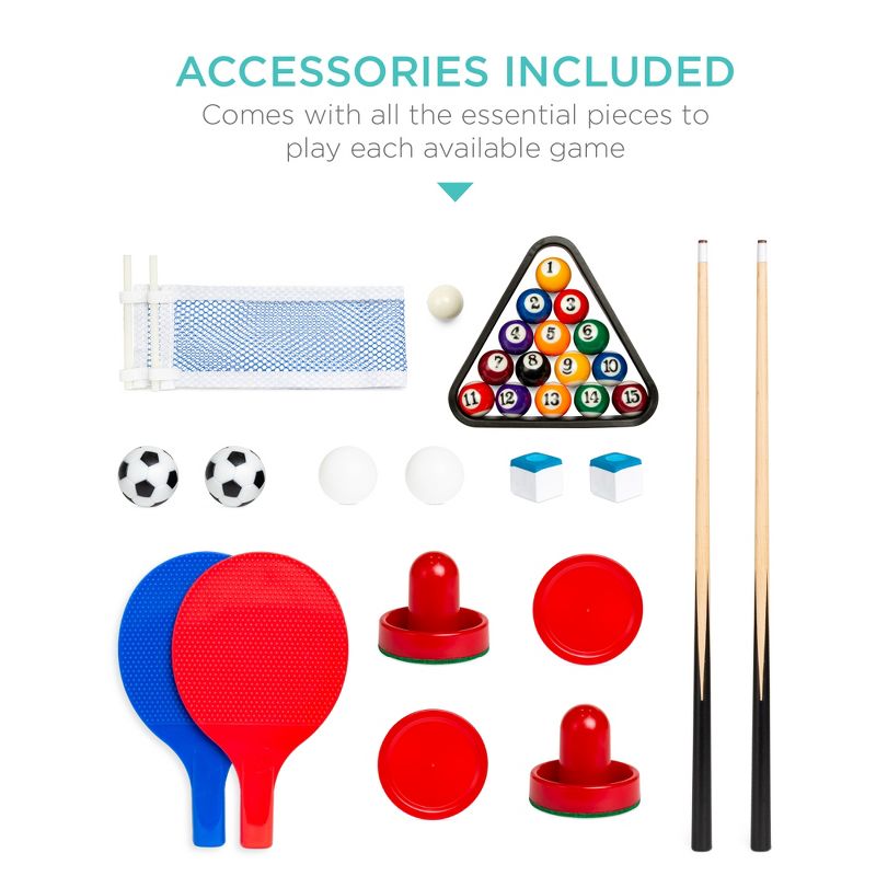 Best Choice Products 4-in-1 Multi Game Table, Childrens Arcade Set w/ Pool Billiards, Air Hockey, Foosball, Table Tennis
