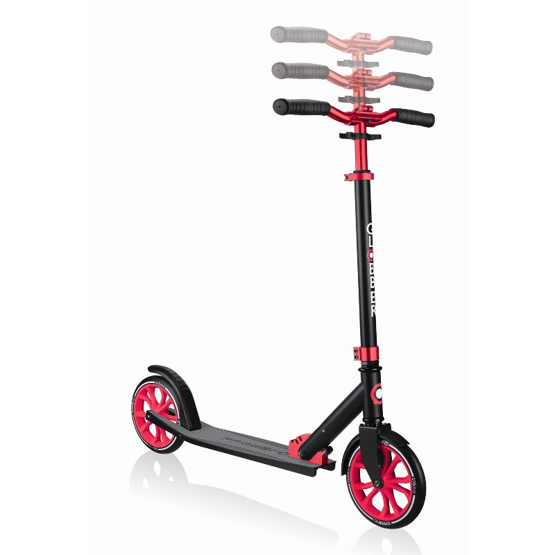 Globber NL 500-205 Series Lightweight Foldable 2-Wheel Kick Scooter for Kids, Teens, and Adults, 220 Pound Capacity, Black and Red (2 Pack)
