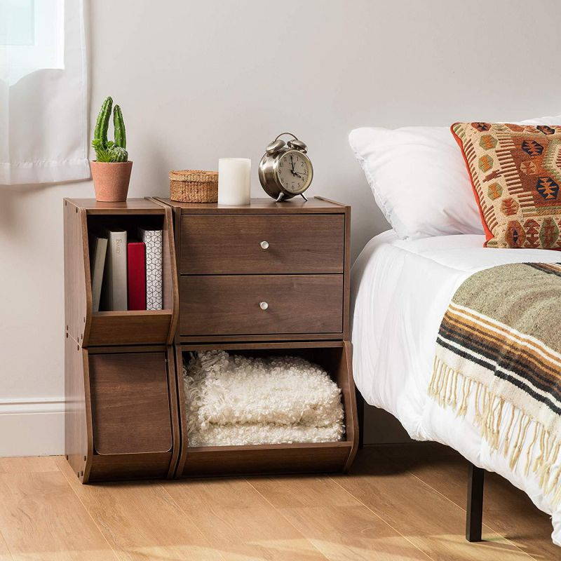 IRIS USA, SBDR-DB, Modular Stacking Storage Box with Drawer, Dark Brown, 1 Pack