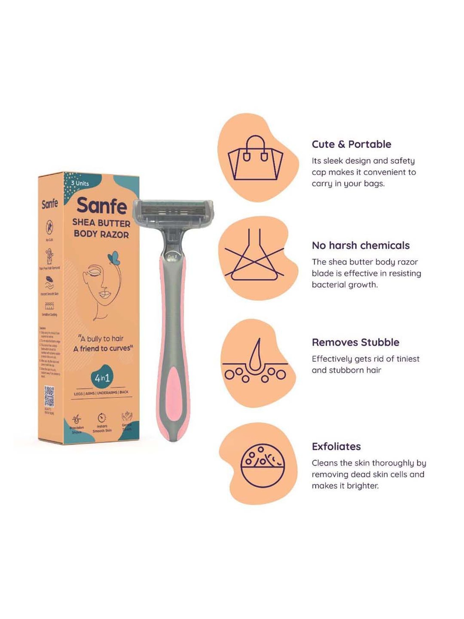 Shea Butter Body Razor Pack of 3 - 50 gm