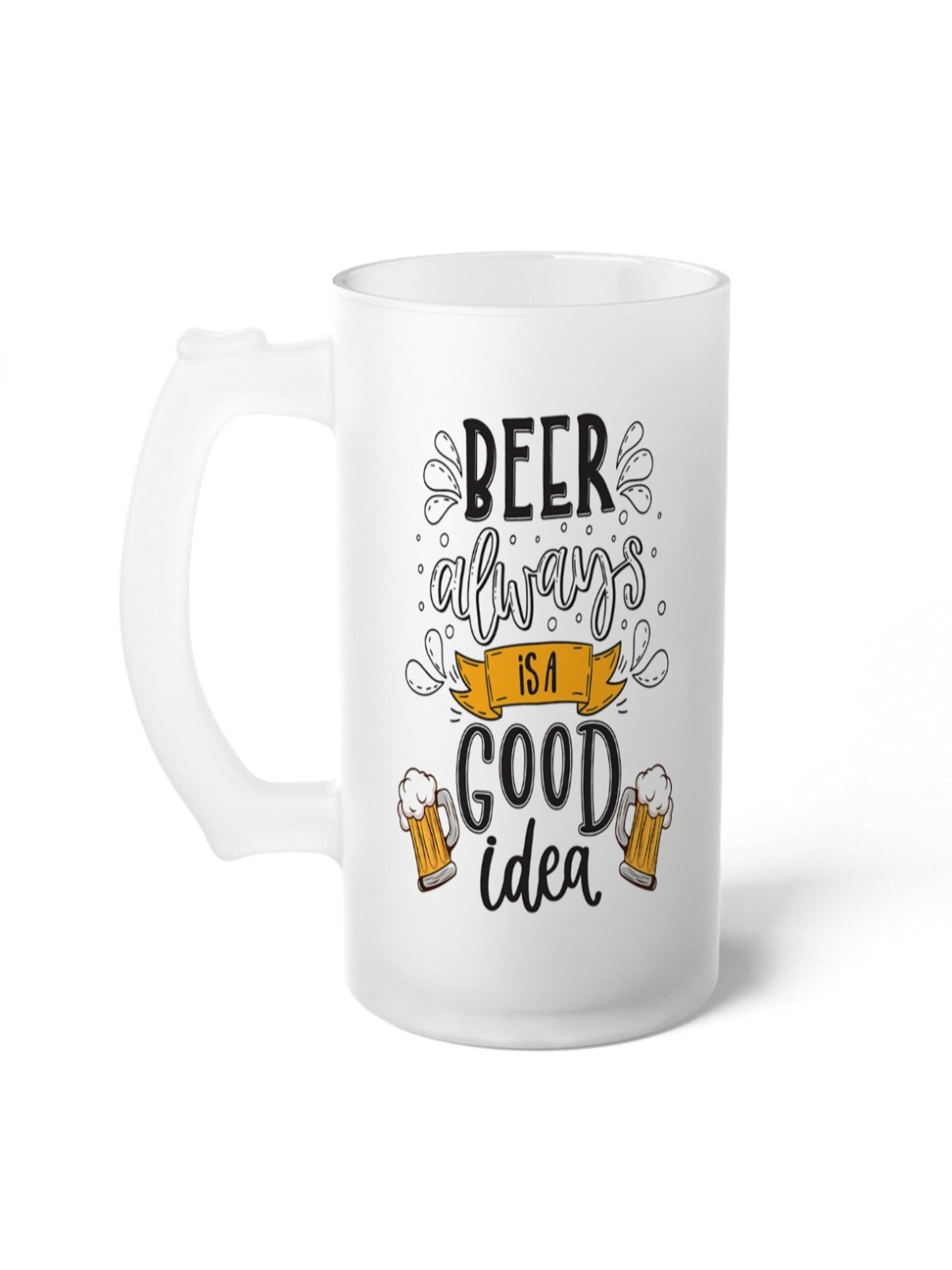 Gathari Good Idea White Glass Beer Mug