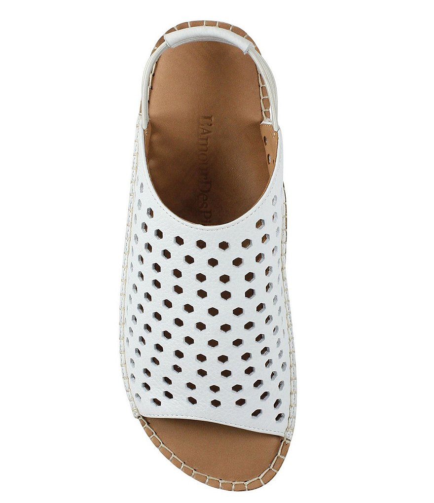 L'Amour Des Pieds Yizzy Perforated Leather Slingback Wedges