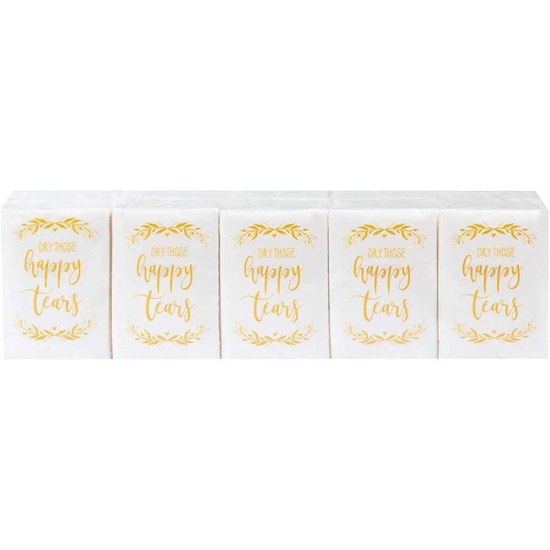 Juvale 60 Count Wedding Facial Tissue, Dry Those Happy Tears Tissues, Wedding Party Supplies, 2.9 x 2"