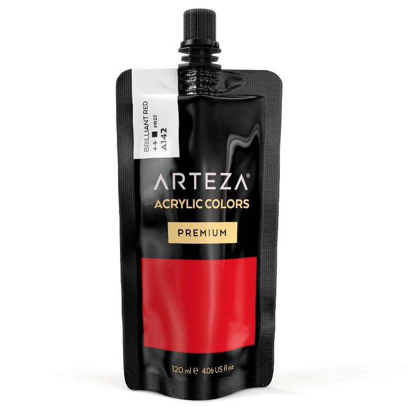 Arteza Acrylic Artist Paint, Brilliant Red Color, 120ml  - Single Color (ARTZ-8604)