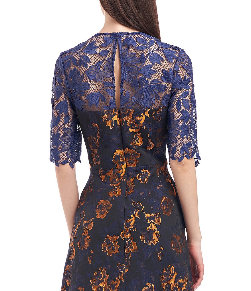 Laundry by Shelli Segal Ruffle Front Stretch Crepe Faux Wrap Dress