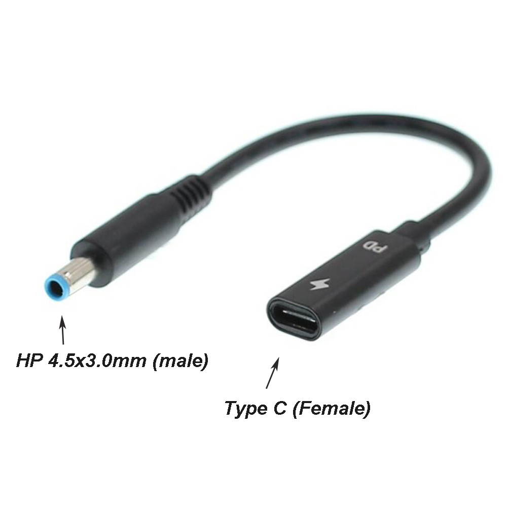 USB Type C Female to 4.5*3.0mm Male DC Plug Converter Laptop Charging Cable Cord for Hp ProBook 430 G3 450 G3 455 G3 470 G3 440