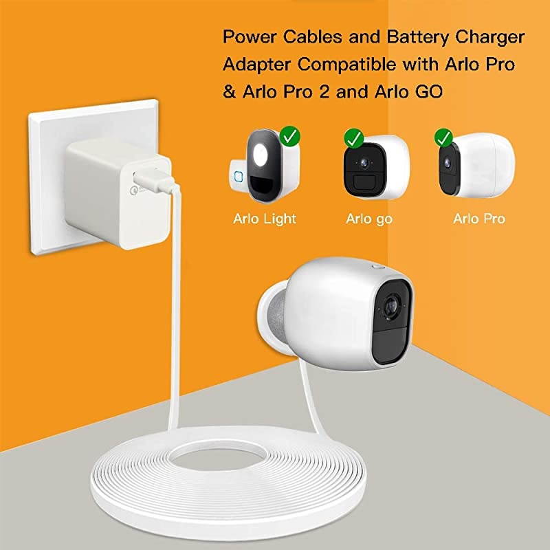 30FT Power Cables and Charger for Arlo Pro Pro 2 and Arlo Go Weatherproof Outdoor Indoor Solved The Need to Constantly Charge Batteries Arlo Charging Cable Arlo Power Cord White