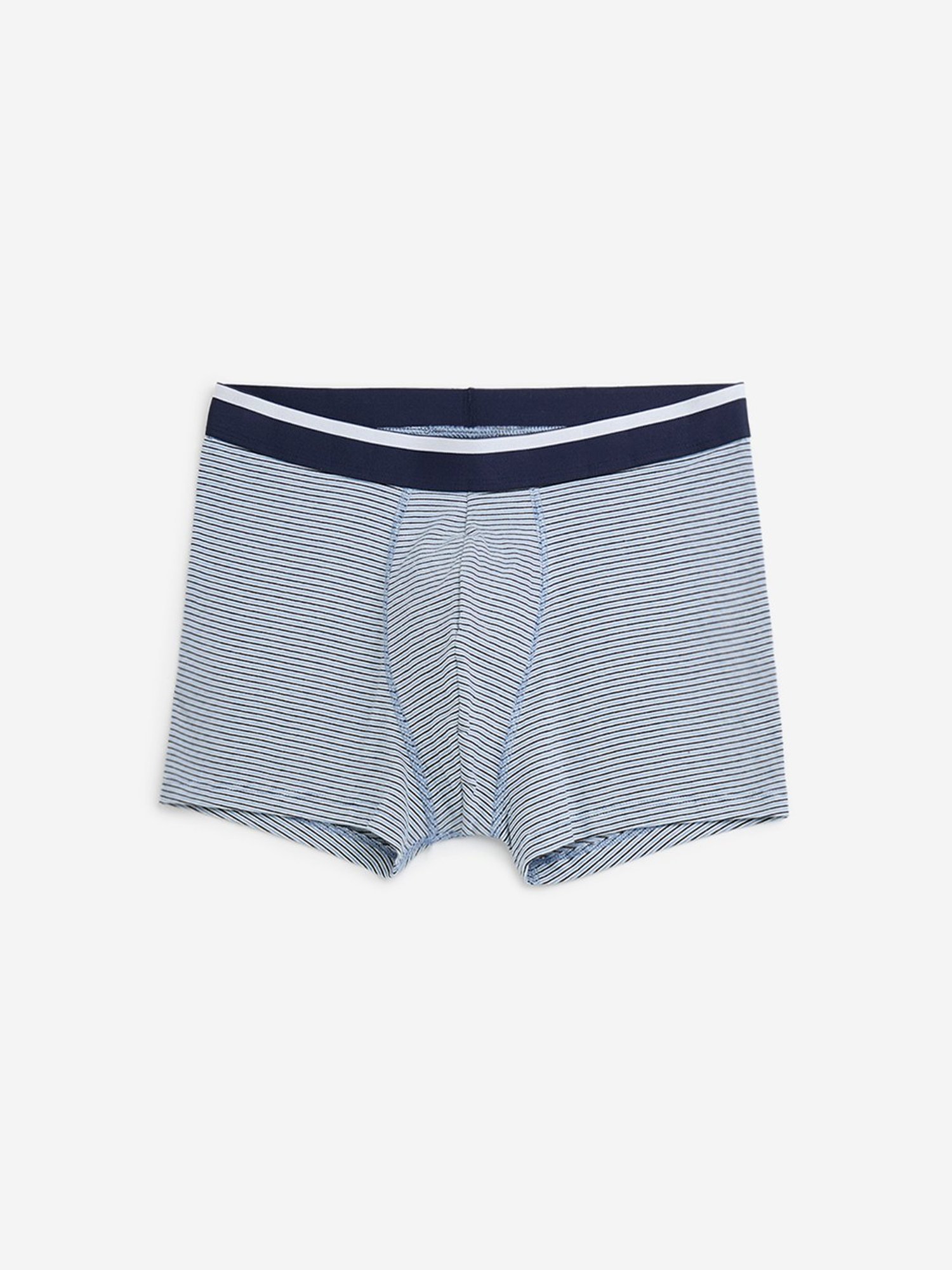 WES Lounge by Westside Blue Striped Cotton Blend Trunks - Pack of 3