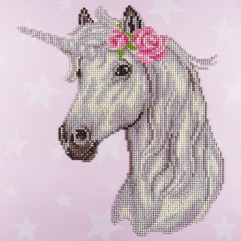 Leisure Arts Diamond Art Intermediate Kit 12"X12"-Flower Unicorn