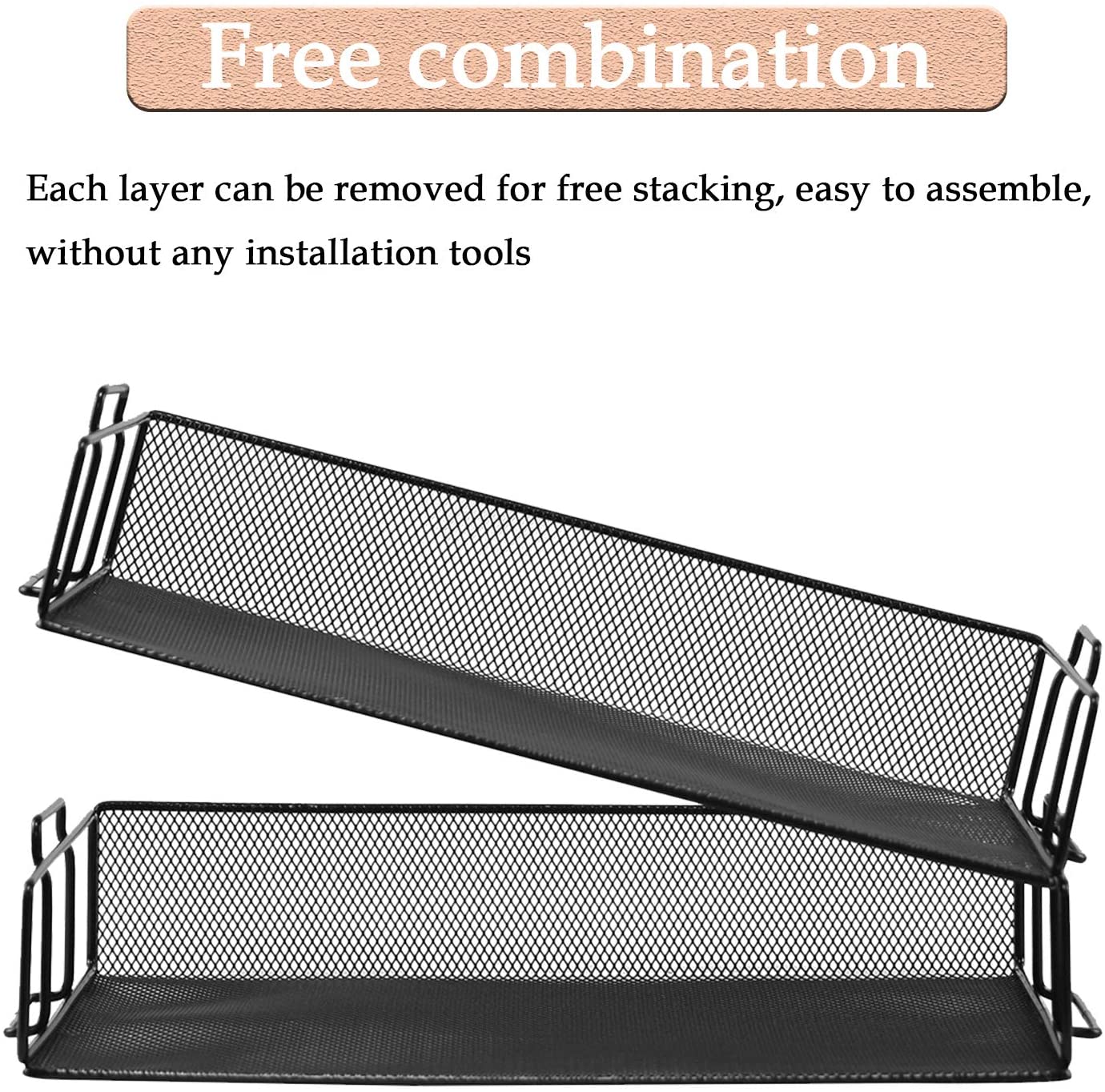 Desk Organizer Stacking Letter Tray Stackable Paper Trays Black Mesh Office File Organizer