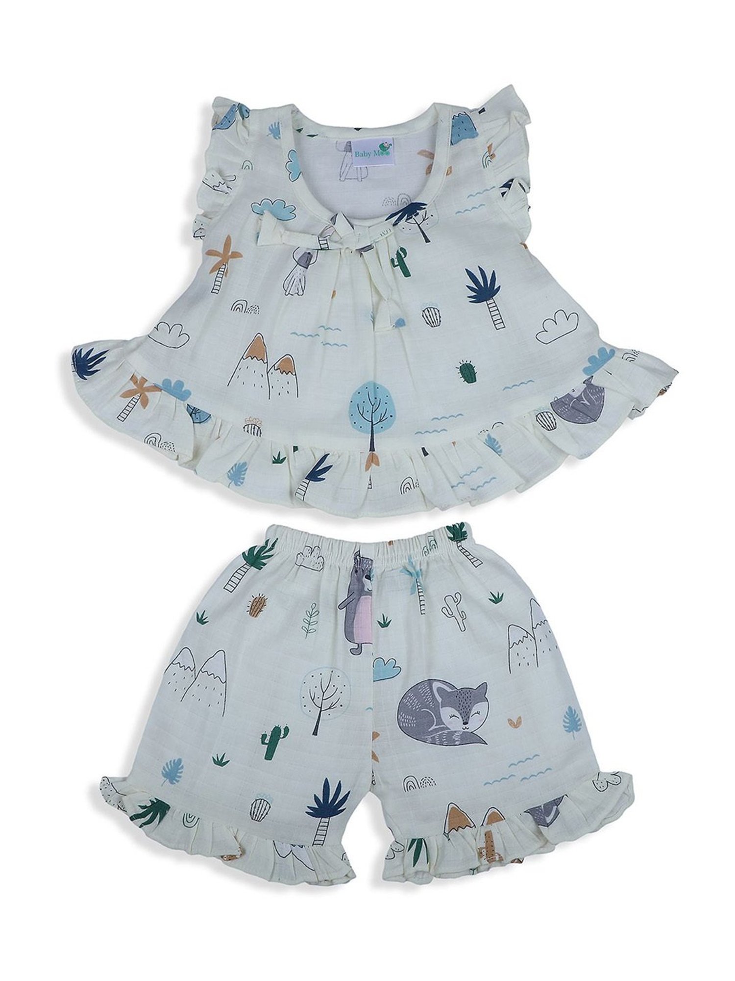 Baby Moo Kids Cream Printed Top Set