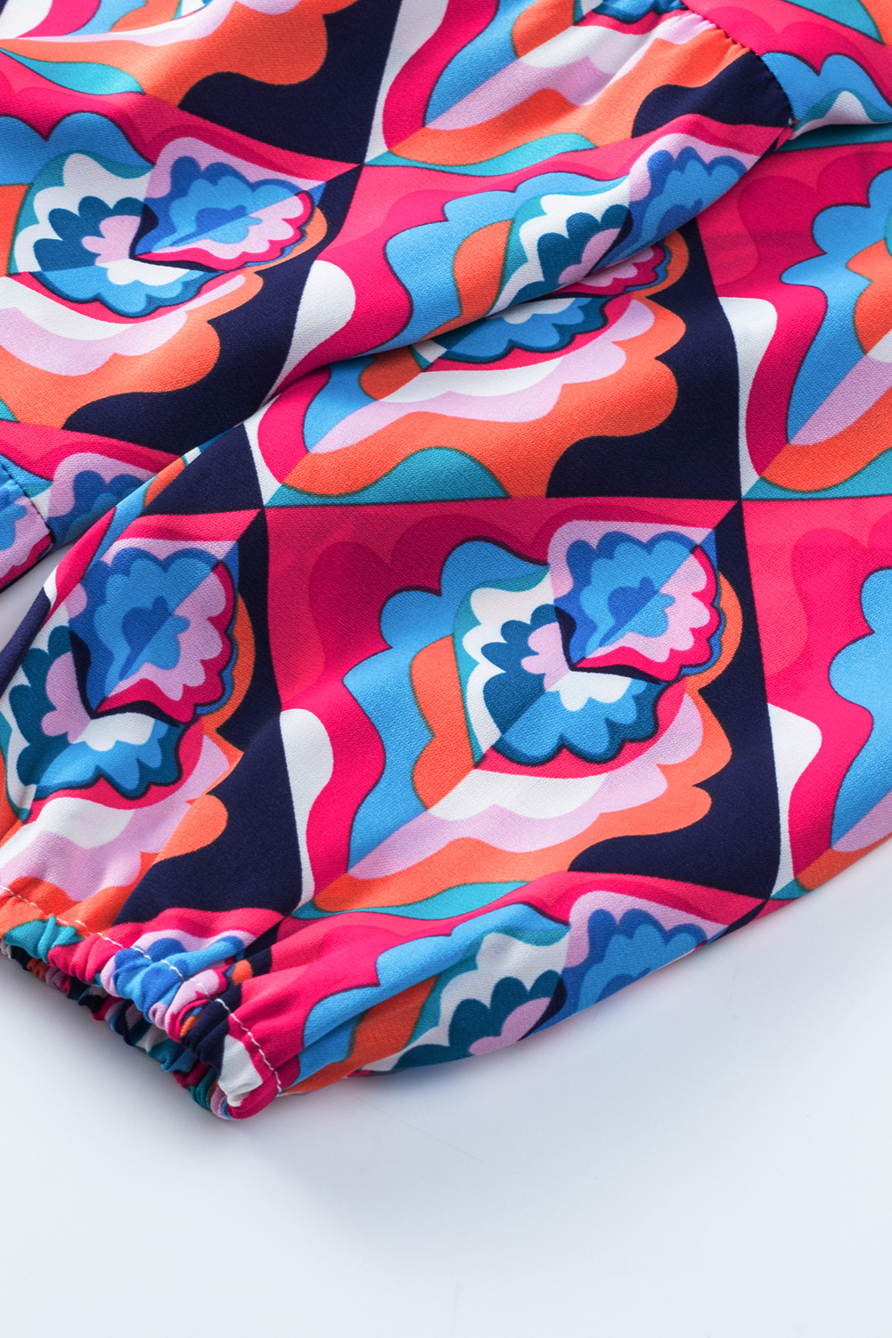 Multicolor Boho Floral Collared Long Sleeve Dress