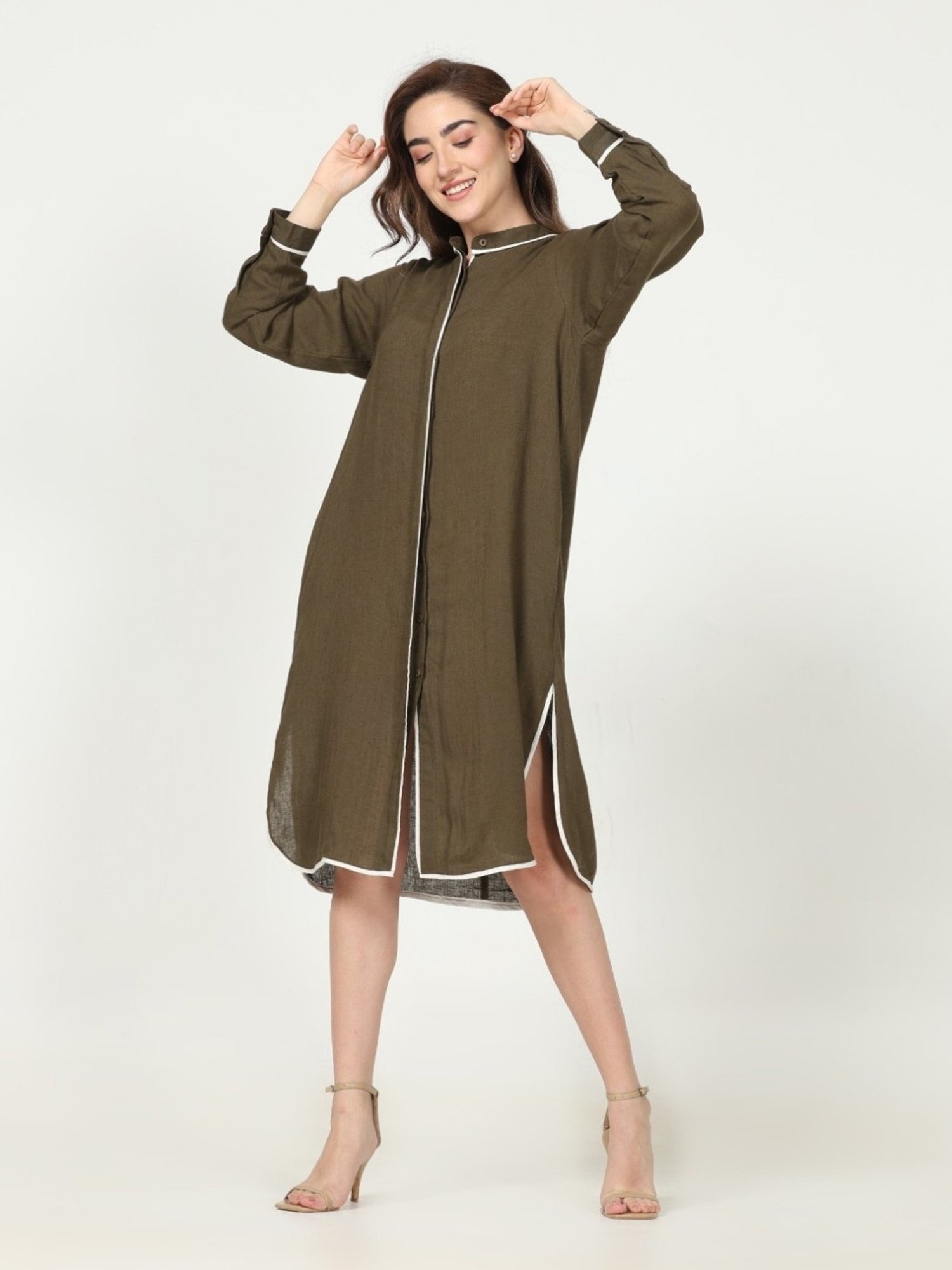 Saltpetre Classic Olive Shirt with piping in Organic Cotton