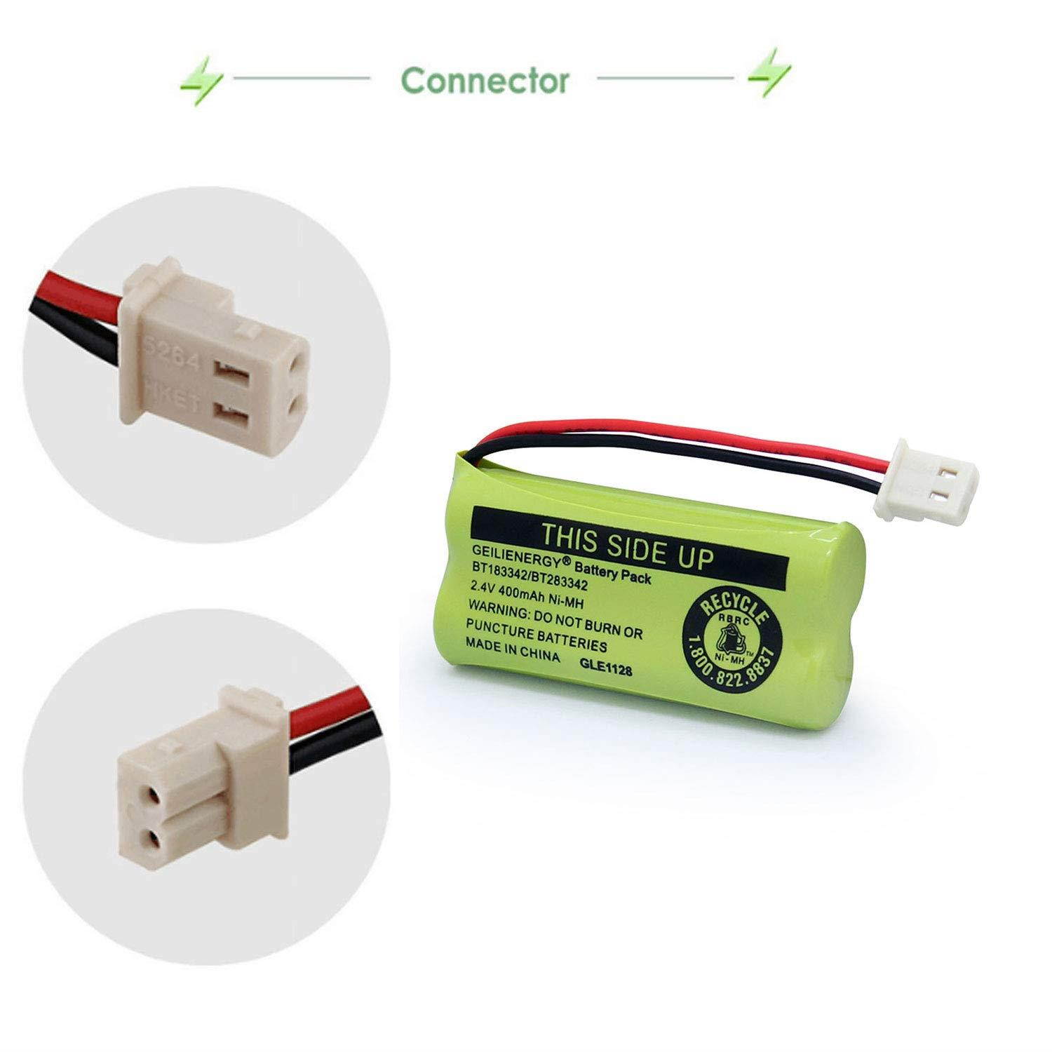 Geilienergy BT183342 BT283342 BT166342 BT266342 BT162342 BT262342 Battery Compatible with VTech CS6114 CS6419 CS6719 AT&T EL52300 CL80112 VTech CS6719-2 Cordless Handsets (Pack of 2)