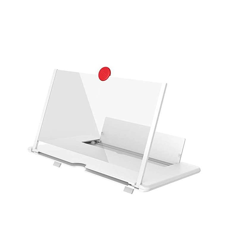 Screen Magnifier for Cell Phone, HD Mobile Phone Magnifier 3D Projector Screen for Movie Video Gaming, Foldable Phone Stand Accessories with Screen Amplifier, Fits All Smartphones (White)