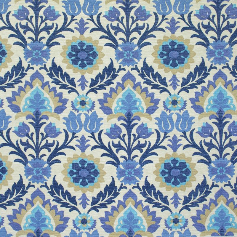 2pc Square Outdoor Decorative Throw Pillow Set - Blue/White Damask - Pillow Perfect