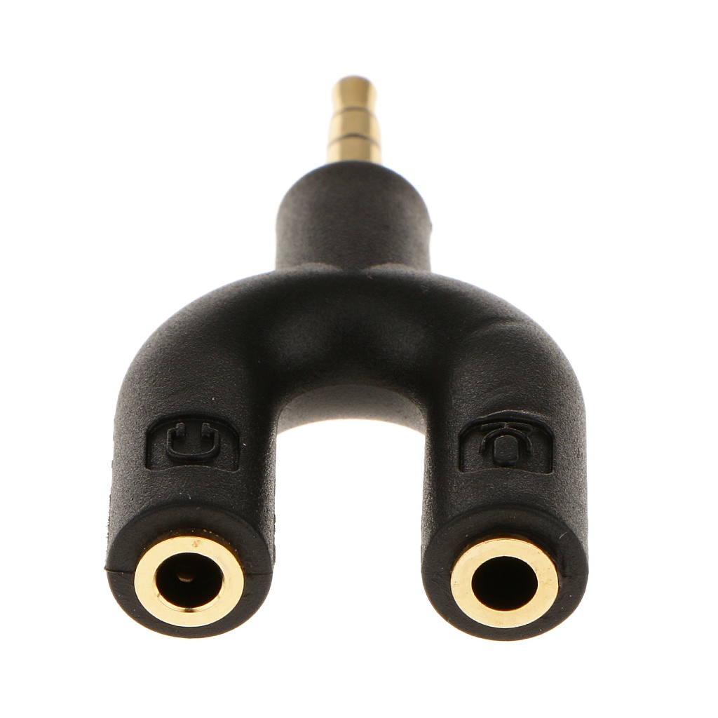 3.5mm Stereo Audio Jack Earphone Headphone 2 Way U Splitter Adapter Black