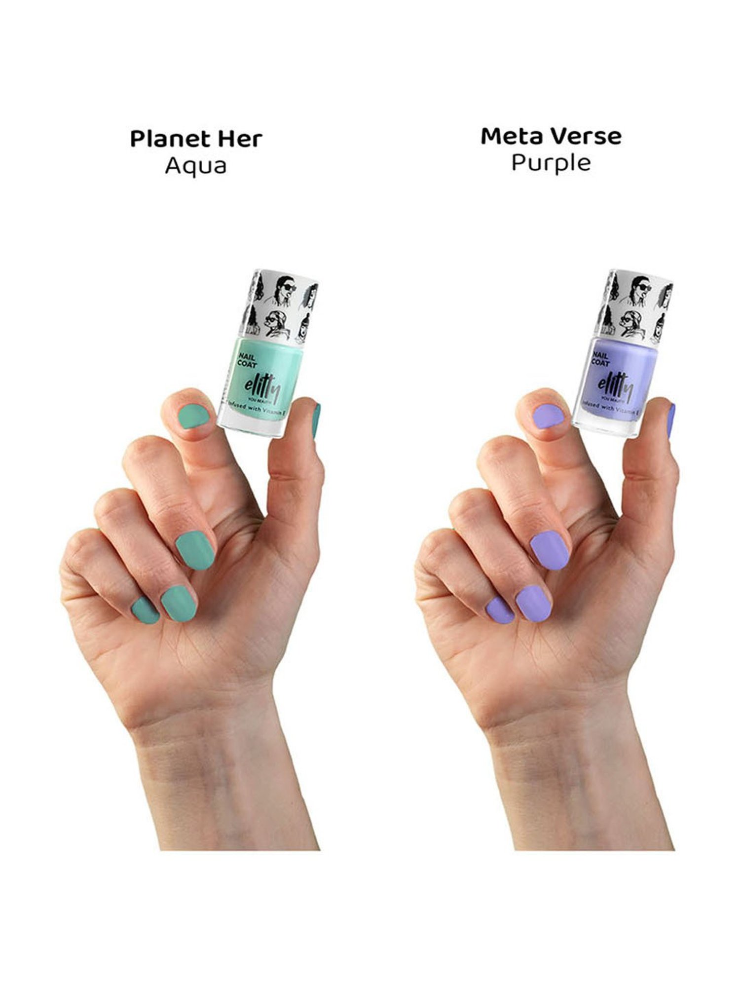 Elitty Mad Over Nails Nail Polish Low Key Combo - Pack of 2 - Planet Her, Meta Verse