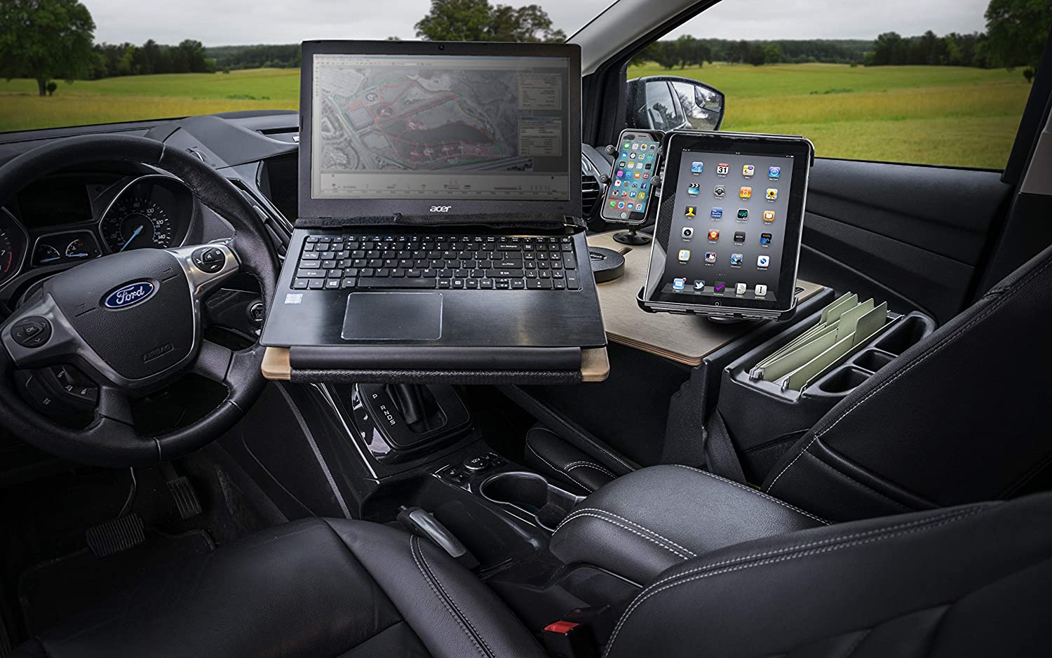 AutoExec AUE10269 Reach Front Seat Car Desk Birch Finish with Phone Mount and Tablet Mount
ReachDesk-03 FS Tablet Elite