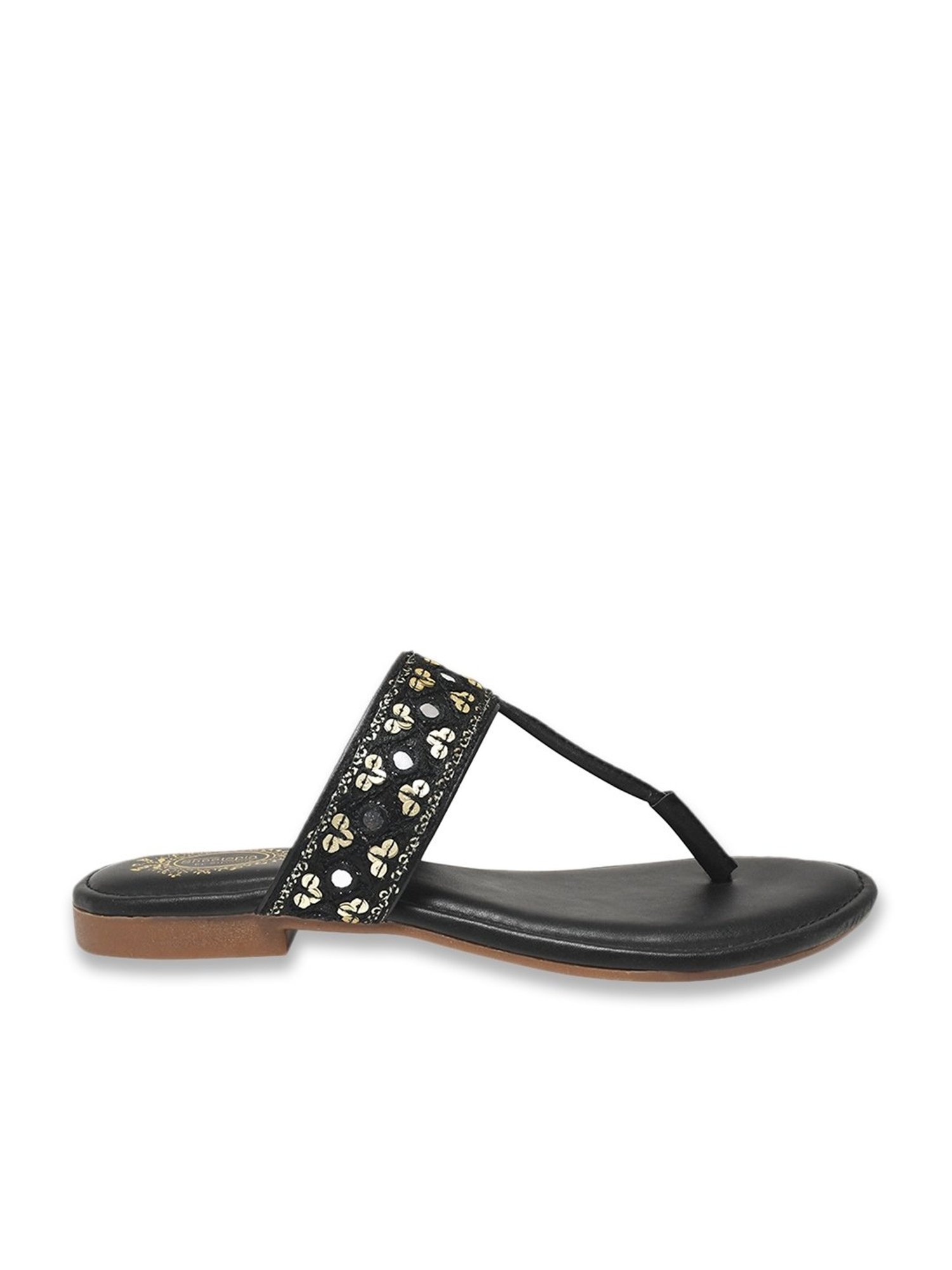 Shoetopia Women's Black T-Strap Sandals