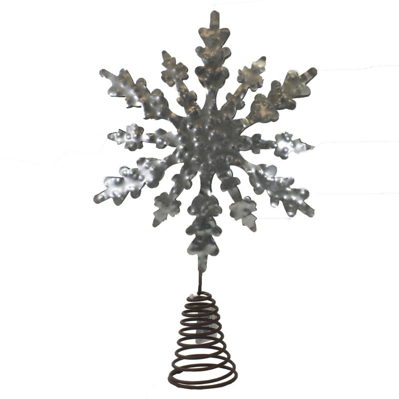 Tree Topper Finial 13.0" Snowflake Tree Topper Hammered Metal Christmas  -  Tree Toppers
