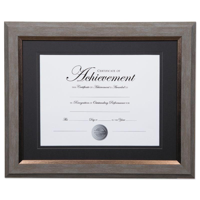 DAX 2-Tone 11 x 14 Document Frame, 8 1/2 x 11 Insert, Gray/Gold Frame, Black Mat N16982ST