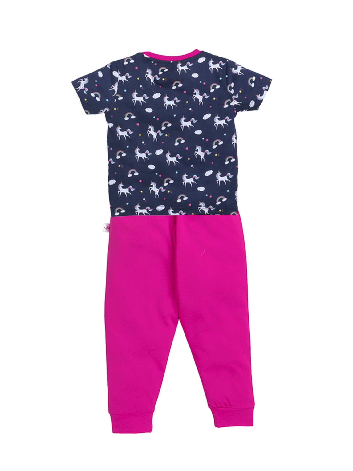 Bumzee Kids Navy & Pink Printed T-Shirt With Pyjamas