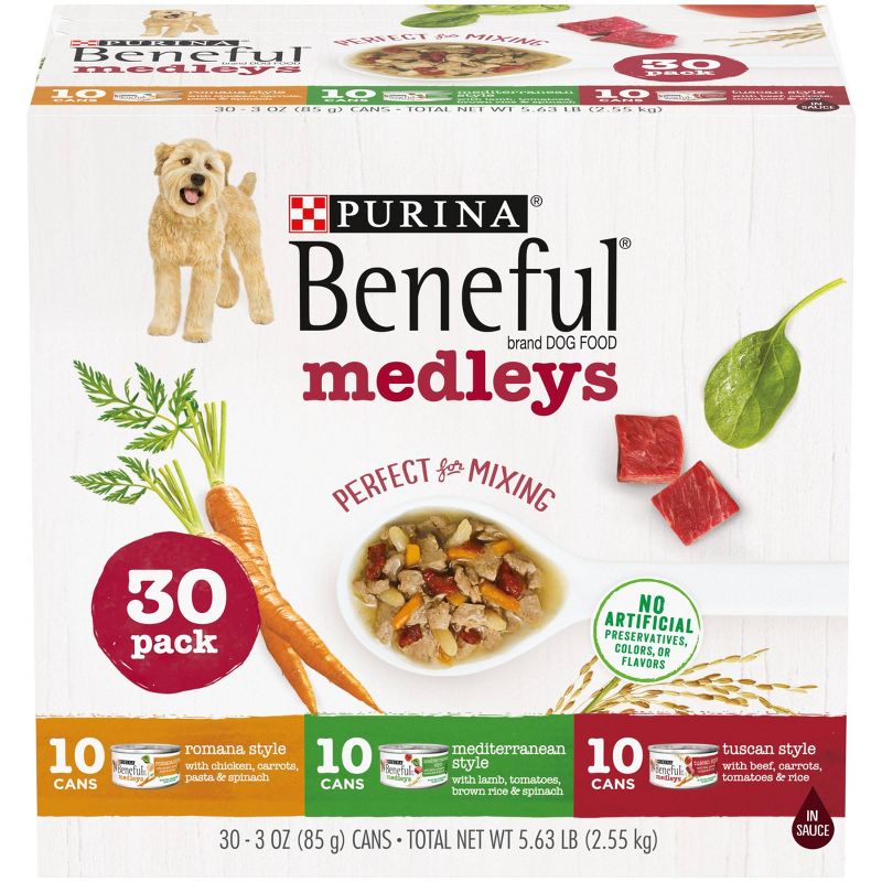 Purina Beneful Medleys Romana, Mediterranean & Tuscan Style Wet Dog Food - 3oz/30ct Variety Pack