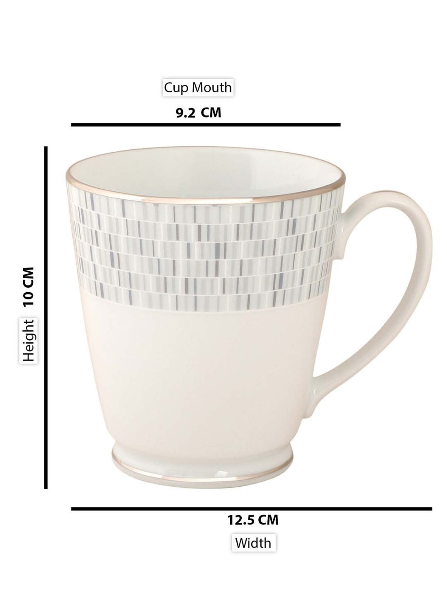 NORITAKE Hearth Off-White & Beige Porcelain Ville De Platine Tea Mug (0.37 L) - Set of 2