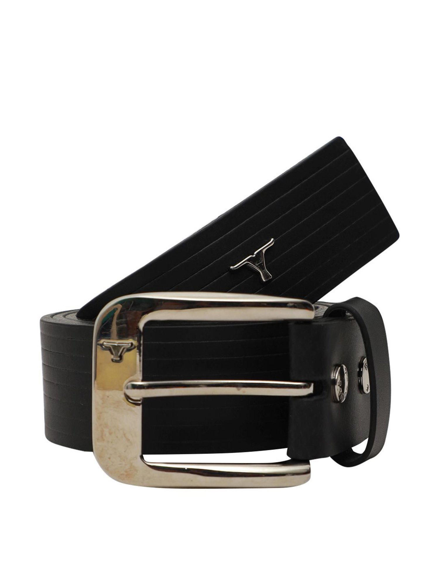 Bulchee Black Leather Textured Waist Belt