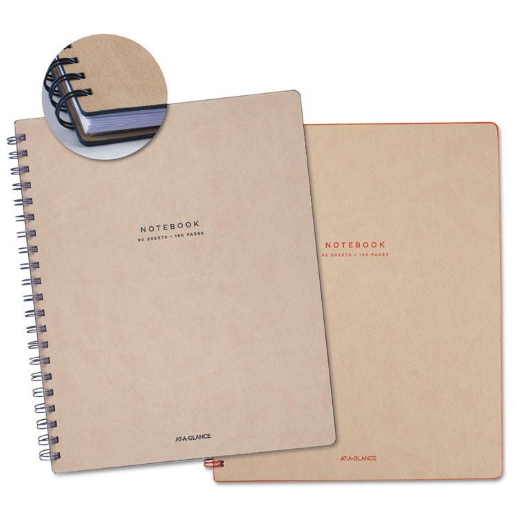 At-A-Glance Collection Meeting Twin Wire Large Notebook - 80 Sheets - Twin Wirebound - Ruled - 9 3/8" x 11 1/8" - 1Each