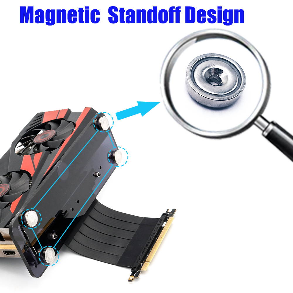 Magnetic Standoff Vertical Kickstand Base with a High Speed PCI-E Extension Cable, for PCI- E 3.0 16X Graphics Card, Idea for DIY ATX Case