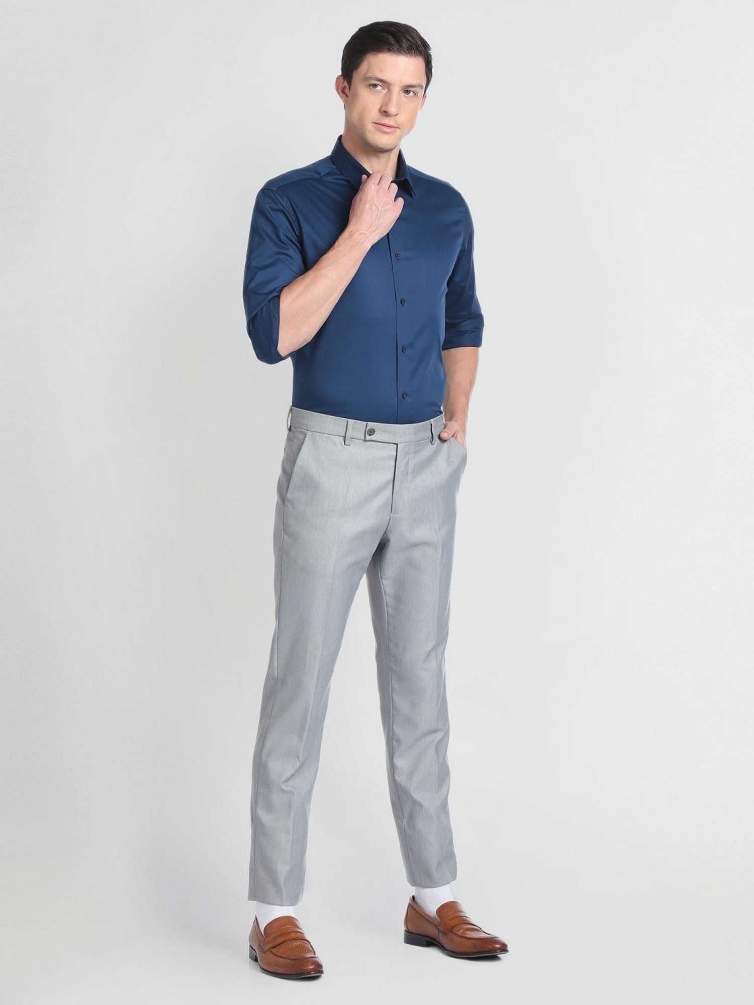 Arrow New York Blue Cotton Slim Fit Shirt