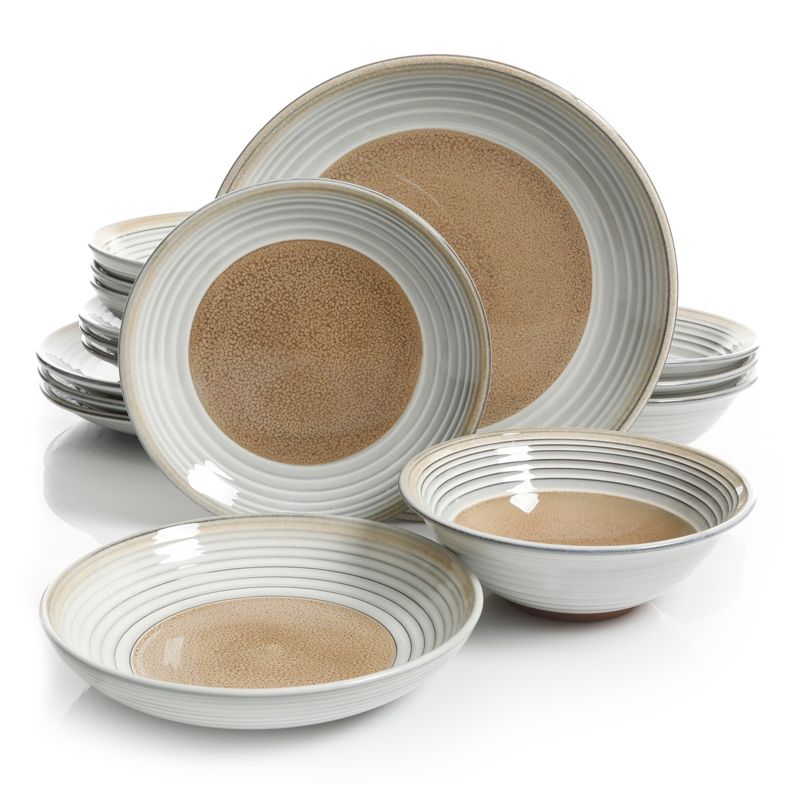 Vremi 16 Piece Multicolor Porcelain Dinnerware Set with 4 Dinner Plates, 4 Dessert Plates, 4 Salad/Soup Bowls, & 4 Coffee/Tea Mugs