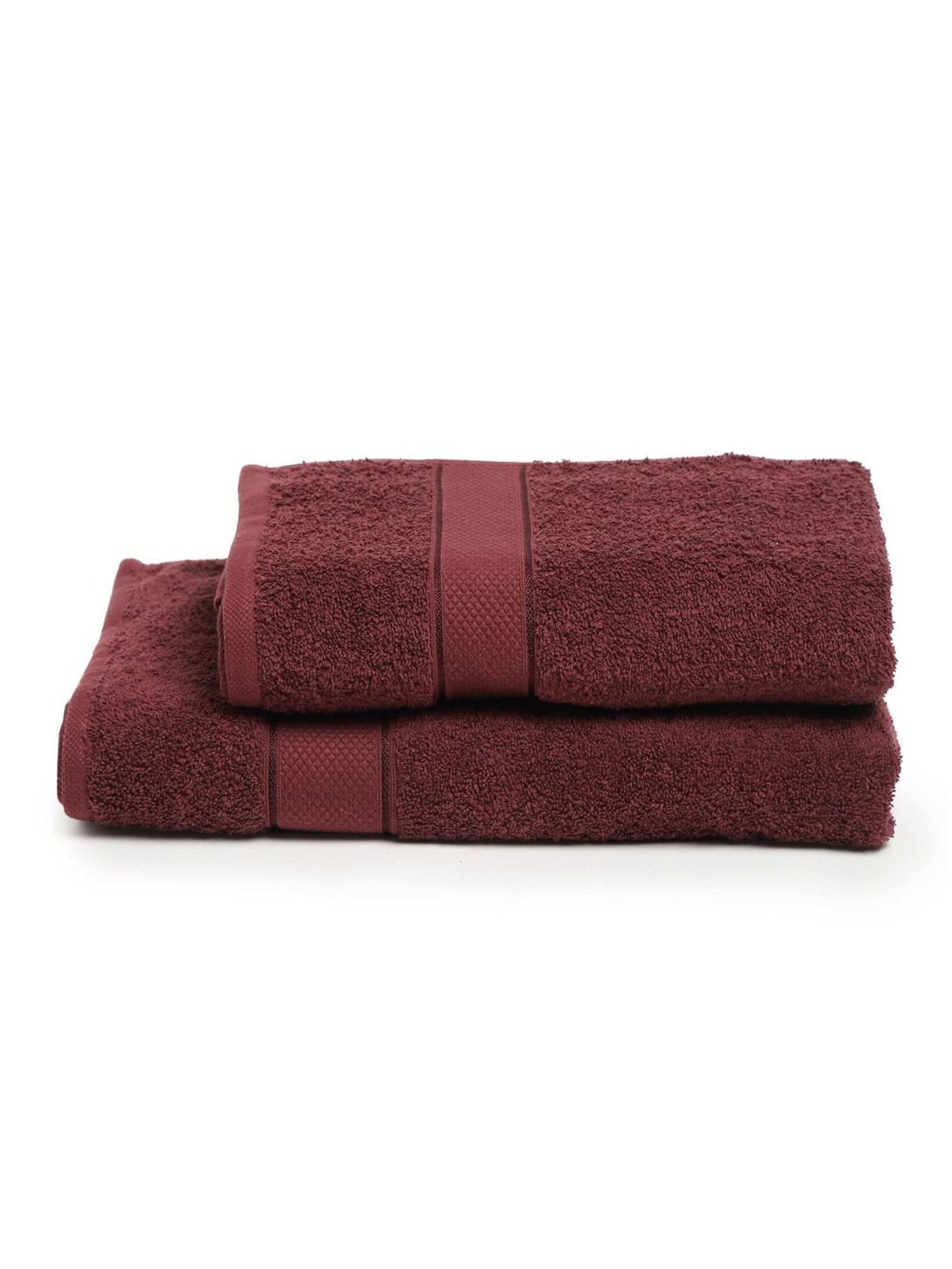 Creeva Burgundy 525 GSM Cotton Bath Towel Set of 2