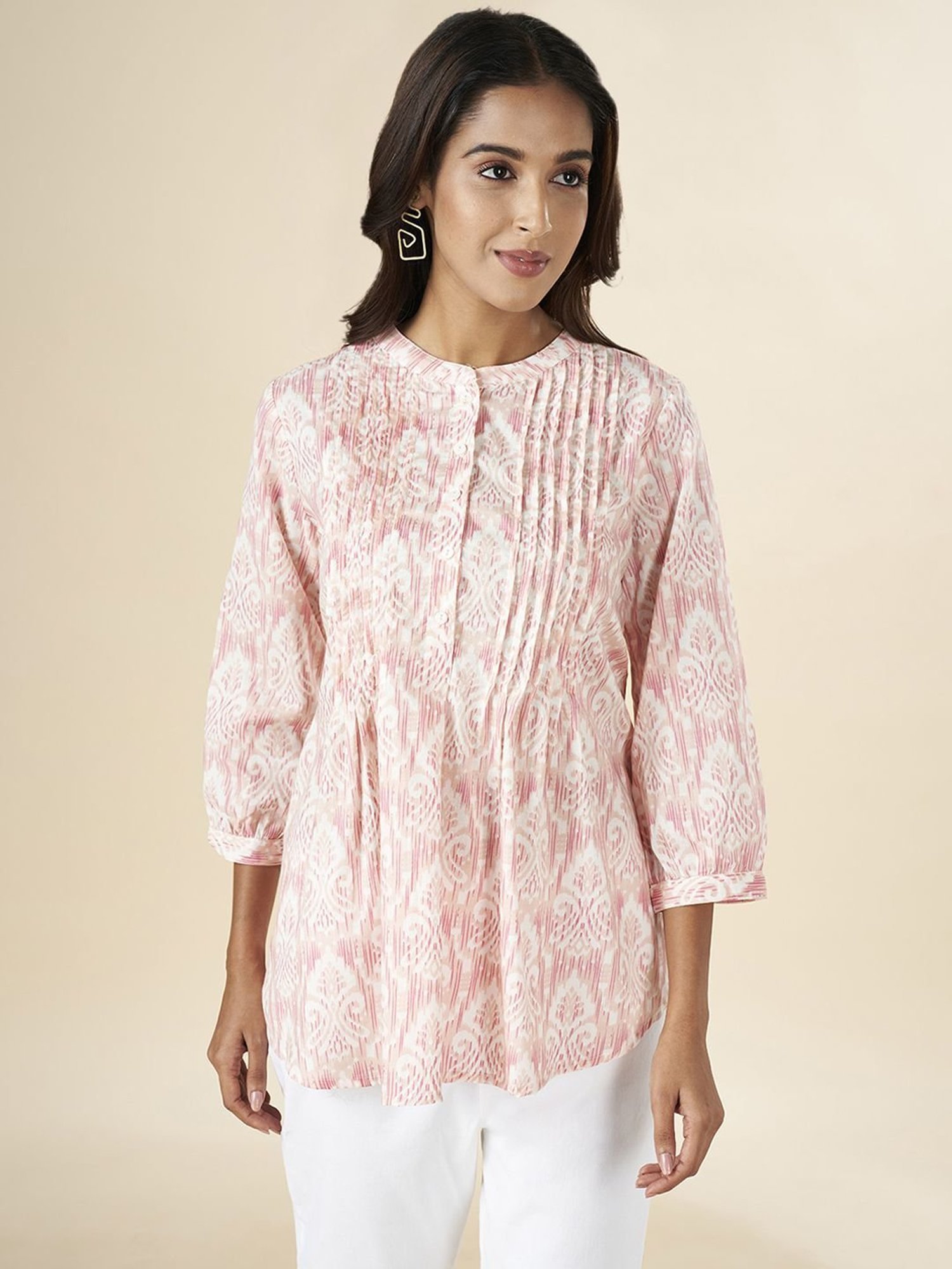 Akkriti by Pantaloons Pink Cotton Printed Tunic