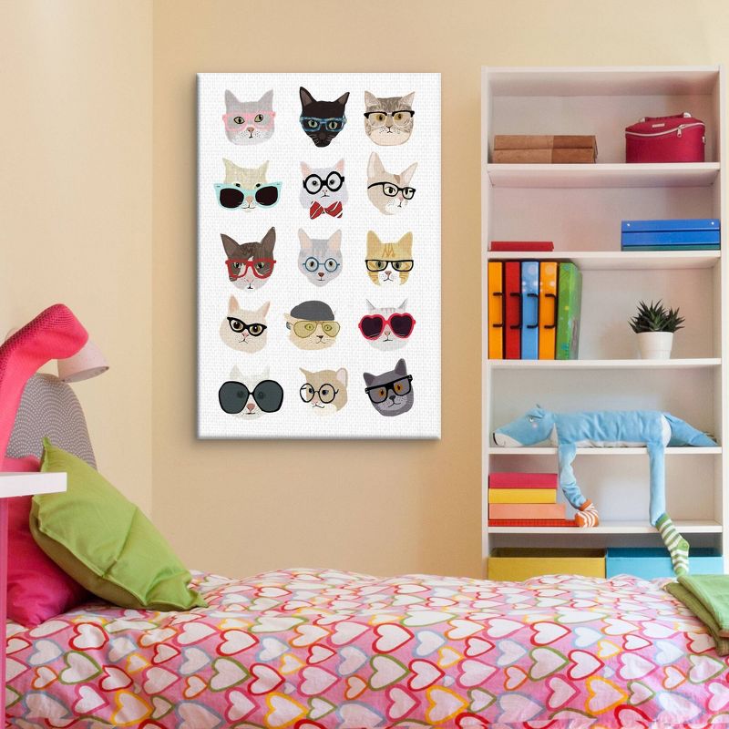 24" x 36" Cats with Glasses by Hanna Melin Art on Canvas - Fine Art Canvas