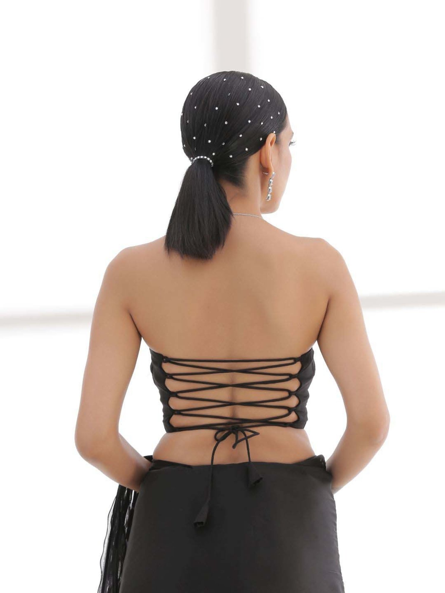 Swtantra Black Cotton Plain Readymade Blouse