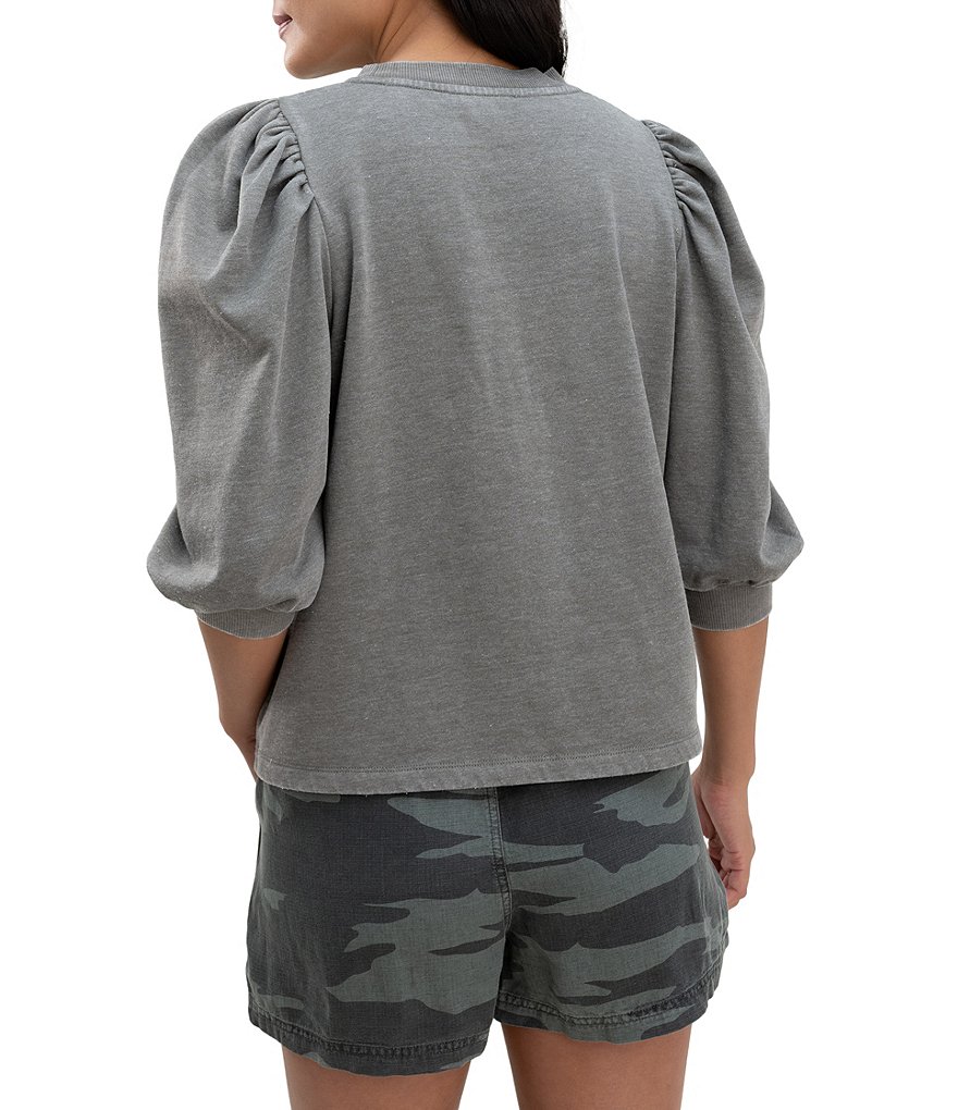 Splendid Knit Crew Neck Mariposa Flounce Top