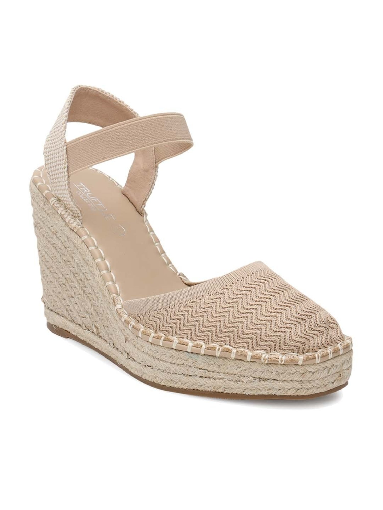 Truffle Collection Women's Beige Ankle Strap Wedges