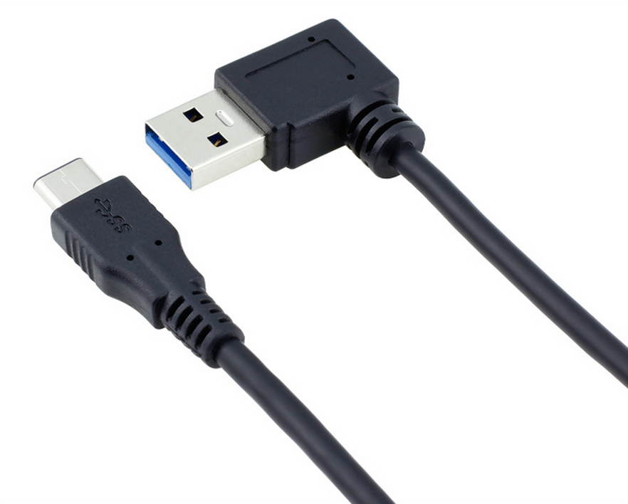 USB 3.1 90-Degree Angle Type-C to USB 3.0 Type-A Male Sync & Charging Cable, Latest Reversible Micro USB 3.1 Type-C Connector, Ultra Fast Transfer Rate up to 10Gbps (1.25GB/s)- Black, 1m (3.3ft)
