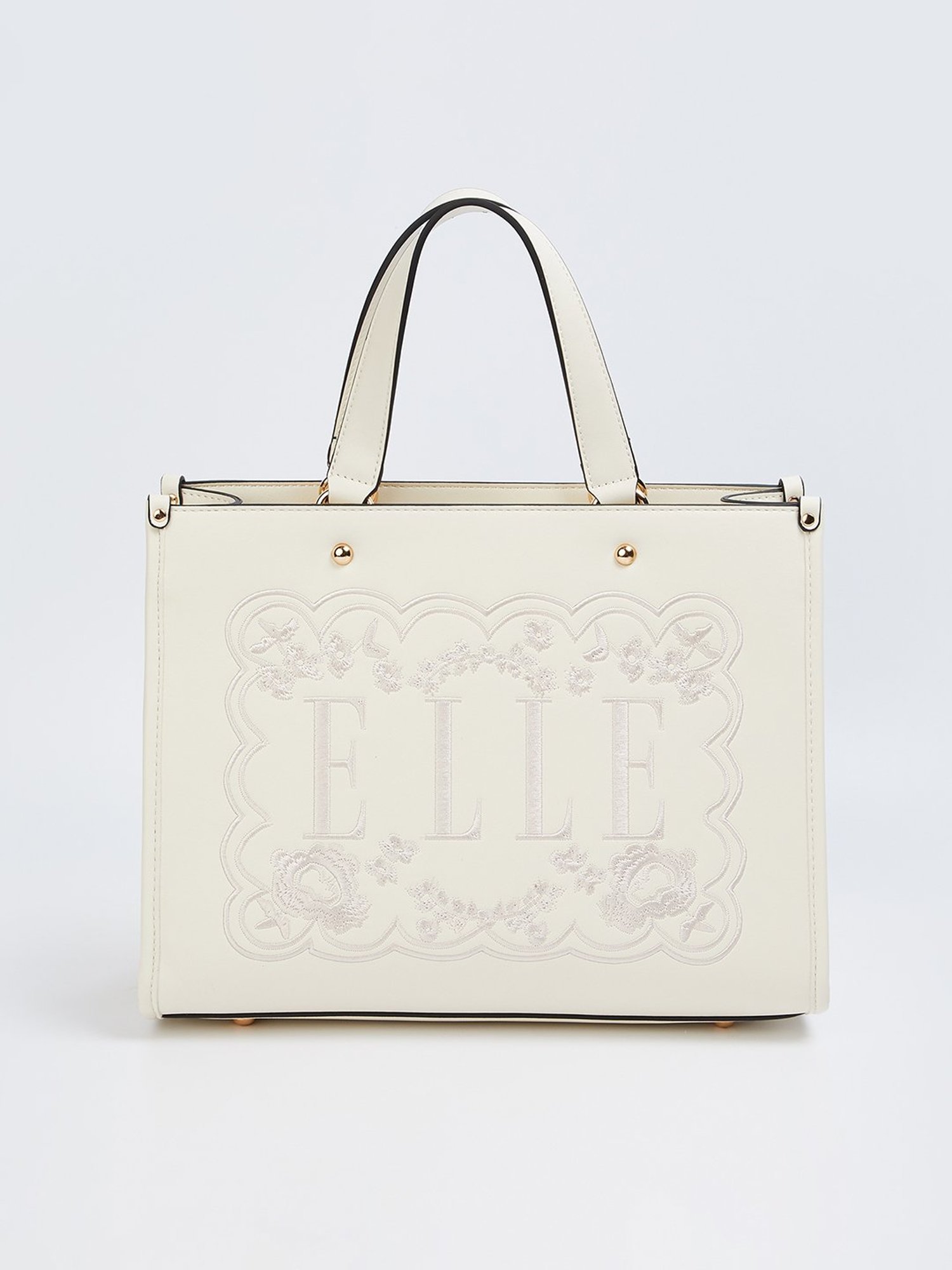 Elle Cream Printed Handbag