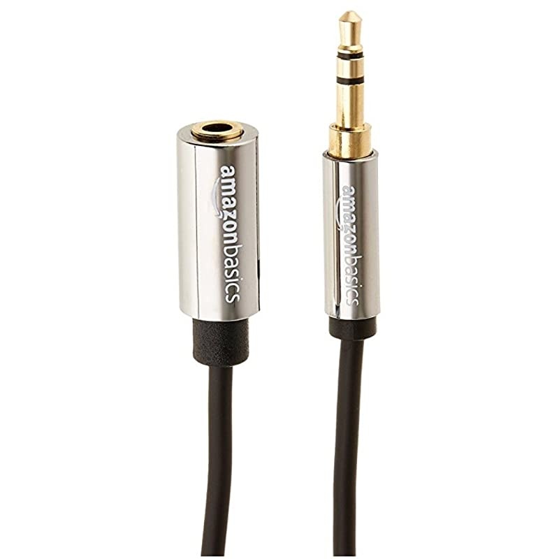 Basics 35mm Male to Female Jack Stereo Audio Extension Cable 12Feet 366 Meters 10Pack